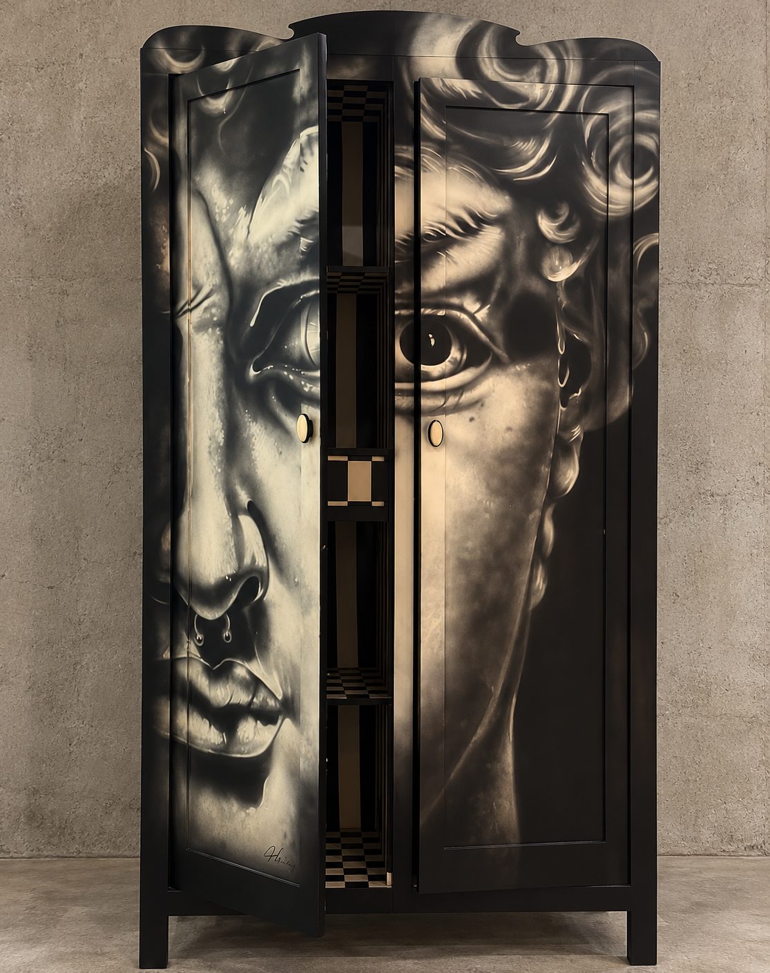 Airbrushed Renaissance Portrait Cabinet